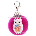 rabbit fur pompoms keychain/car keychain decoration/wholesale fur pom poms